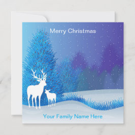 Carte de Noël bleu Cerf d'Elk Nature