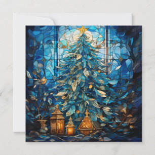 Carte de Noël bleue en verre