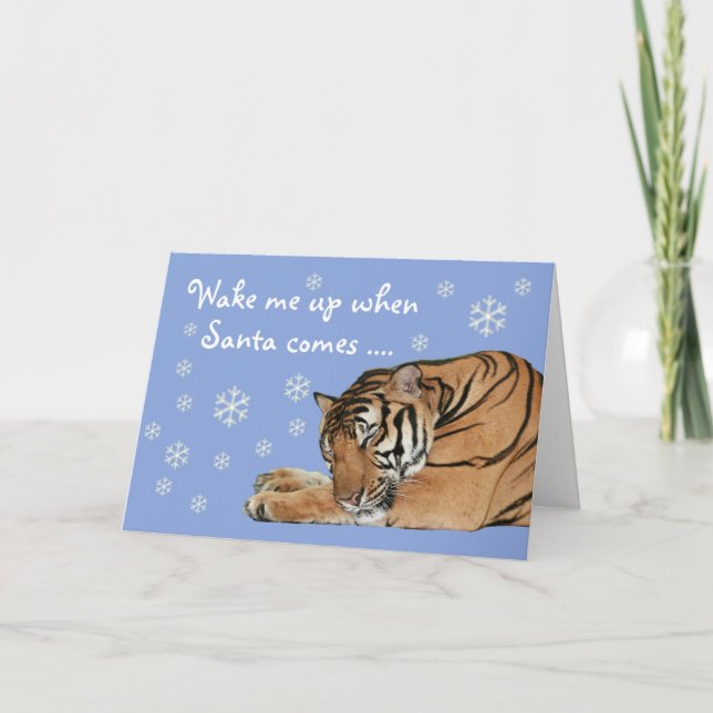 Carte de Noël bleue pour le tigre dormant (Devant)