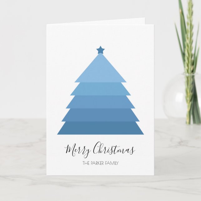 Carte de Noël Blue Christmas Tree (Devant)