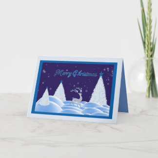 Carte de Noël Blue Snowy Night