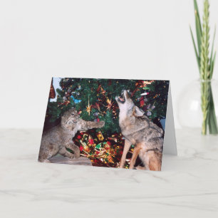 Carte de Noël Bobcat Coyote Wild Animal Southwest