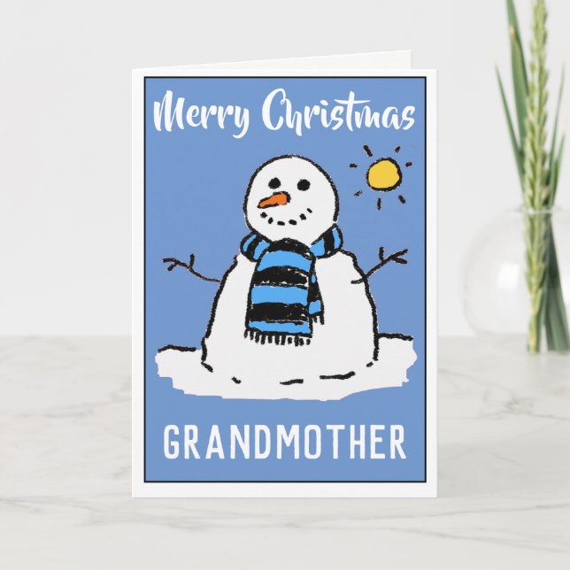 Carte de Noël bonhomme de neige amusante pour gran (Devant)