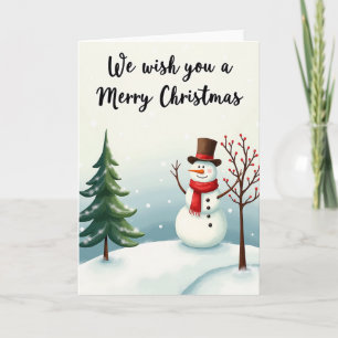 Carte de Noël Bonhomme de Neige Arbre