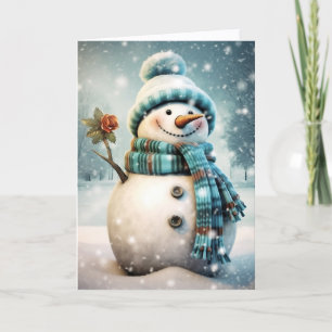Carte de Noël bonhomme de neige mignon