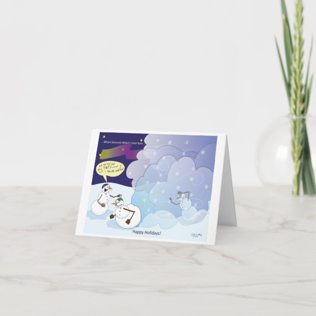 Carte de Noël bonhomme de neige tempête (Devant)