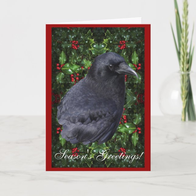 Carte de Noël "Bonnes Fêtes" Raven Wildlife (Devant)