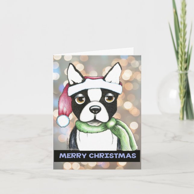 Carte de Noël Boston Terrier (Devant)