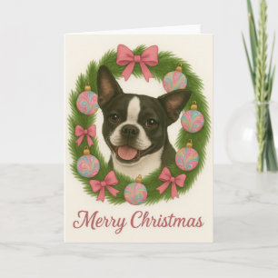 Carte de Noël Boston Terrier