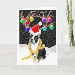 Carte de Noël Boston Terrier