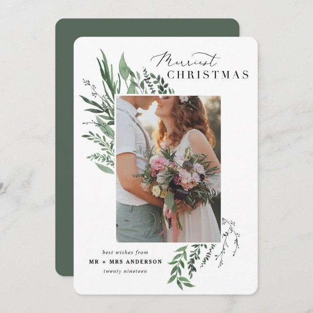 Carte de noël botanique de noël des plus beaux (Devant / Derrière)