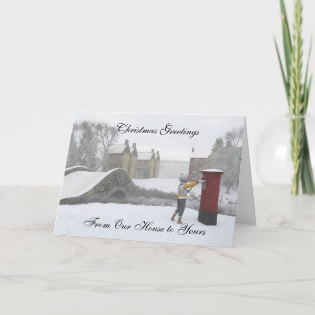 Carte de Noël britannique de village d'hiver de (Devant)