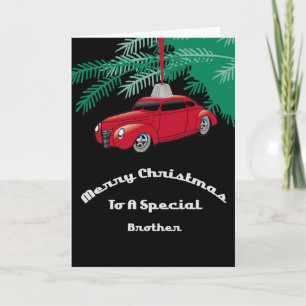 Carte de Noël Brother Red Hotrod