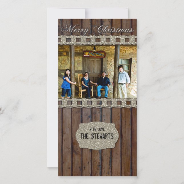 Carte de Noël Brown Wood Silver Country (Devant)