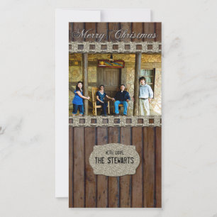 Carte de Noël Brown Wood Silver Country