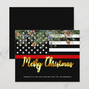 Carte de Noël Budget Firefighter Flag