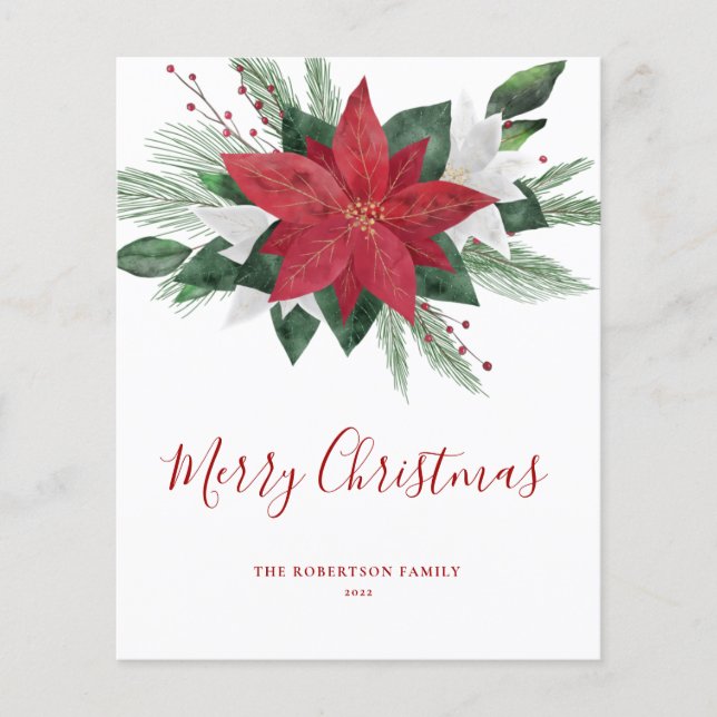 Carte de Noël Budget Red Poinsettia (Devant)