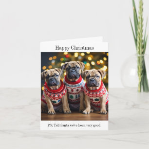 Carte de Noël Bull Mastiff Puppies