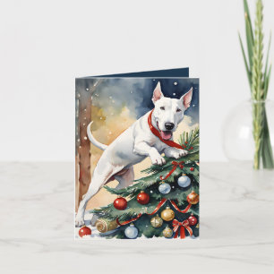 Carte de Noël Bull Terrier à l'allure merveilleuse