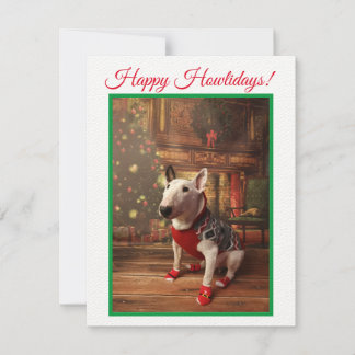 Carte de Noël Bull Terrier Père Noël Jumper