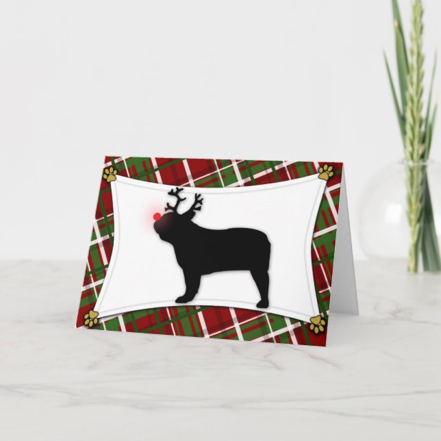 Carte de Noël Bulldog Reindeer (Devant)