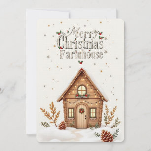 Carte de Noël Cabine confortable Vacances rustiq
