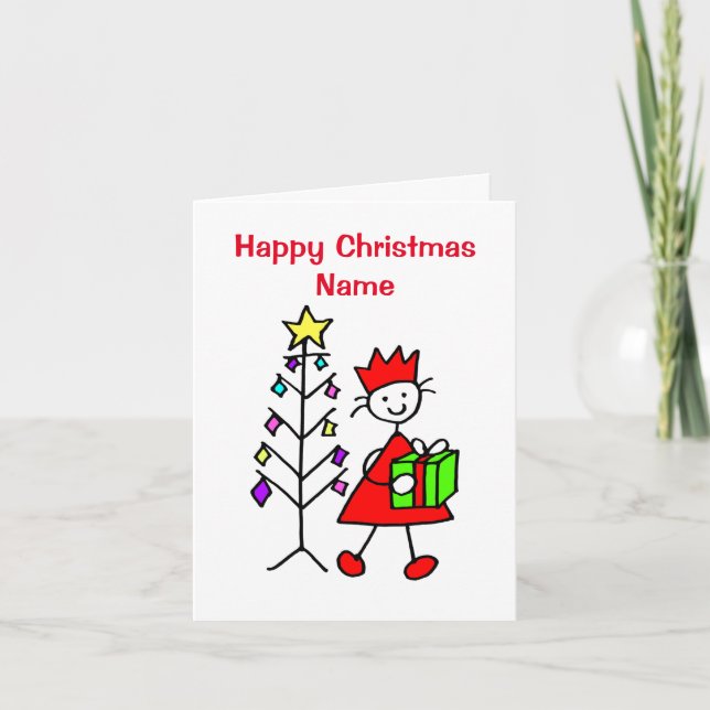 Carte de Noël cadeau de Noël de la petite fille mi (Devant)