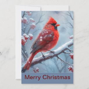 Carte de Noël Cardinal d'hiver personnalisée, cart