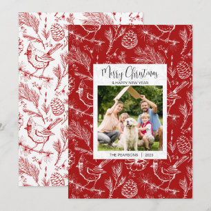 Carte de Noël Cardinal Photo Famille Personnalisée