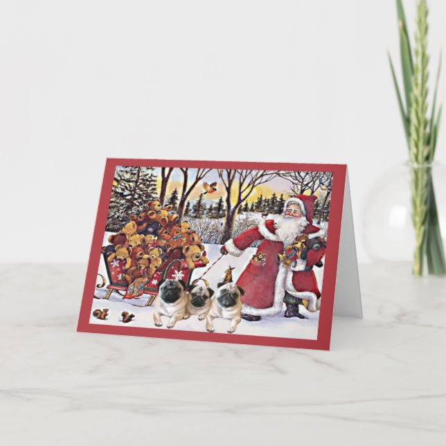 Carte de Noël carlin Ours Père Noël en Sleigh (Devant)