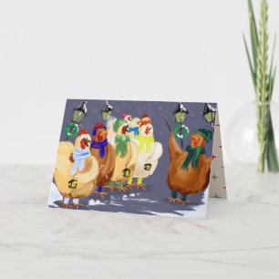 Carte de Noël Caroling Chickens !