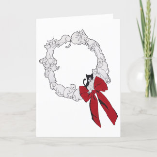 Carte de Noël Cat Wreath