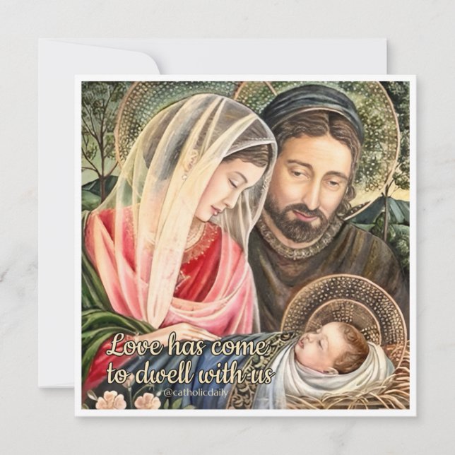 Carte de Noël catholique de la famille Sainte (Devant)