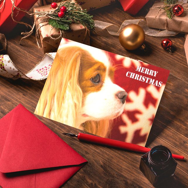 Carte de Noël Cavalier King Charles flocon de neig (Créateur téléchargé)