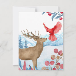 Carte de Noël Cerf et Cardinal