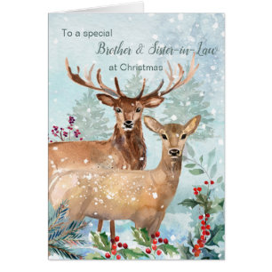 Carte de Noël, cerf, frère et belle-soeur
