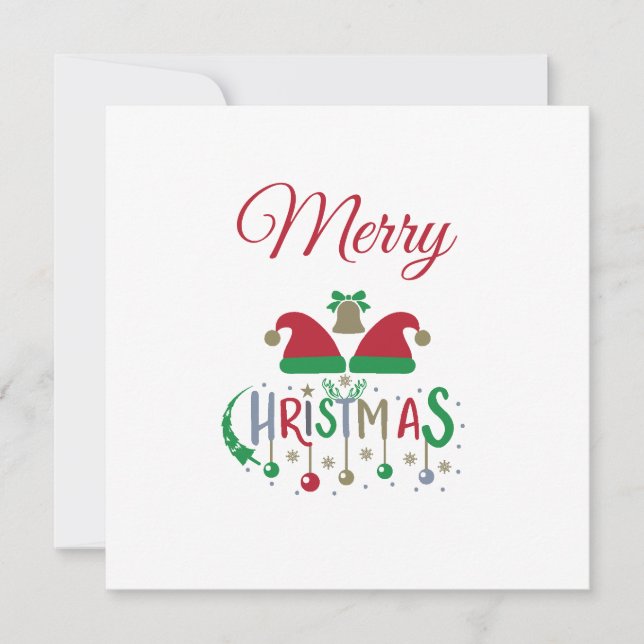 Carte de Noël Chapeaux de Noël Ornements Flocs de  (Devant)