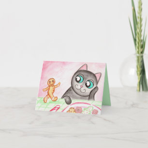 Carte de Noël Chat en Pain d'Épice