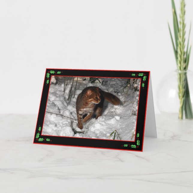 Carte de Noël - chat repéré rouillé (noir) (Devant)