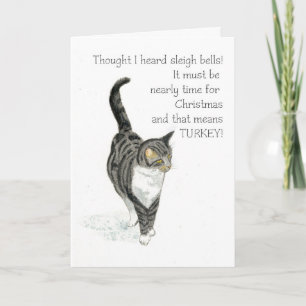 Carte de Noël - chat tigré gris