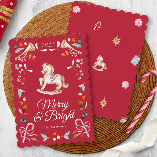 Carte de Noël Cheval à Bascule Vintage