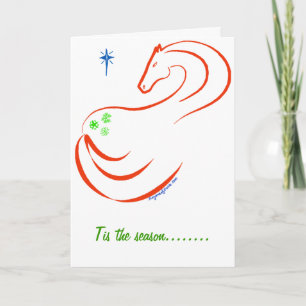 Carte de Noël Cheval avec amour et carottes