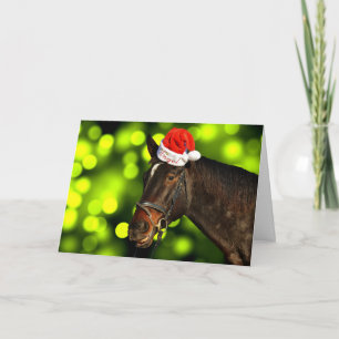 Carte de Noël Cheval Santa Hat