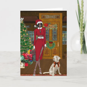 Carte de Noël Chic Africaine Américaine Femme