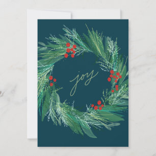 Carte de Noël Chic Botanique Vacances Wreath Appar