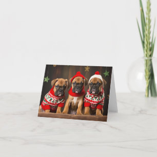 Carte de Noël Chien Chien Chien Boxe
