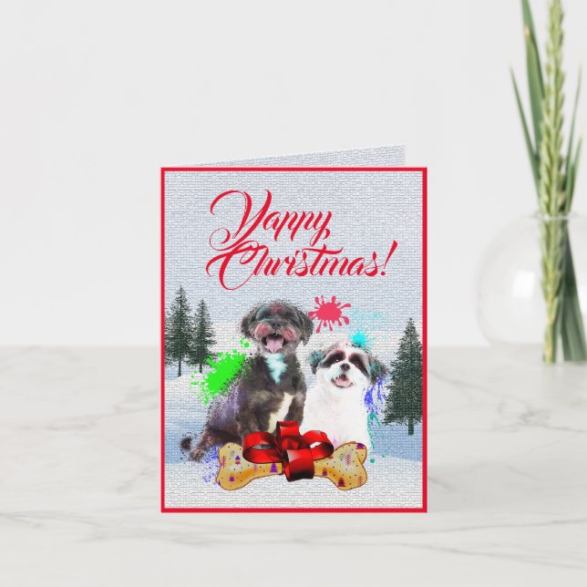 Carte de Noël Chien Chien Tzu (Devant)