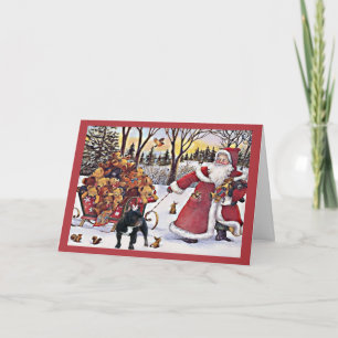Carte de Noël Chien de taureaux Père Noël Ours