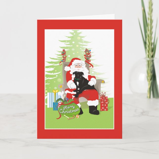 Carte de Noël - chien noir de pitbull sur le (Devant)