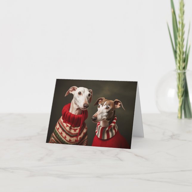 Carte de Noël Chiens Whippet (Devant)